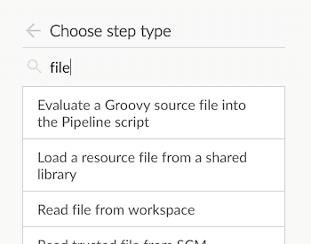 Step list filtered by 'file'